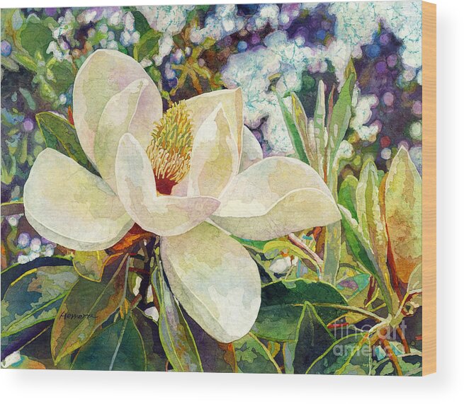 Magnolia Wood Print featuring the painting Magnolia Melody by Hailey E Herrera