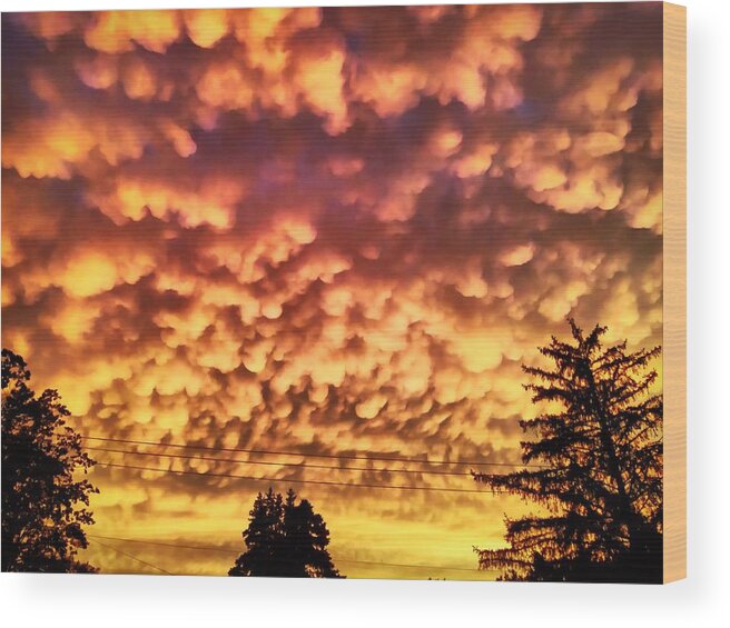 Mammatus Wood Print featuring the photograph Mammatus Clouds by Chris Montcalmo