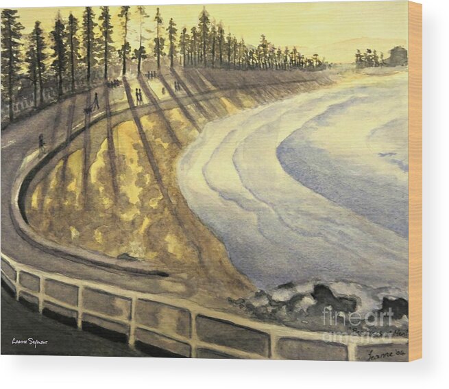 Manly Beach Wood Print featuring the painting Manly Beach Sunset by Leanne Seymour