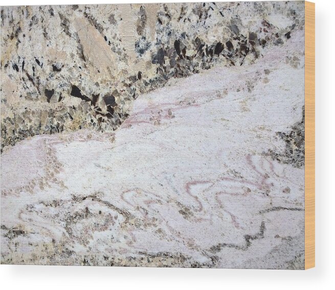 Marble Wood Print featuring the photograph Marble black tan pink by Delynn Addams