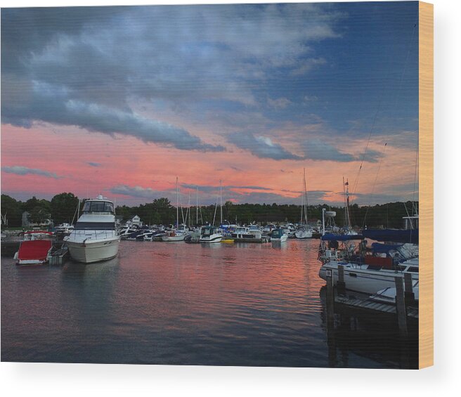 Sunset Wood Print featuring the photograph Marina Sunset Back Glow by David T Wilkinson