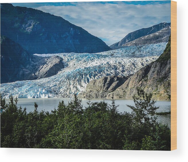 Alaska Wood Print featuring the photograph Mendenhall Glacier by Pamela Newcomb