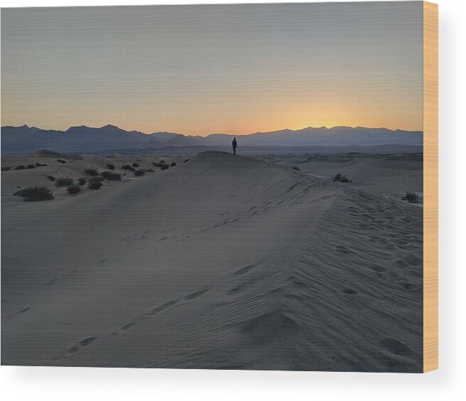 Sand Dunes Wood Print featuring the photograph Mesquite Flat Sand Dunes Sunrise Hiking 02 by William Slider