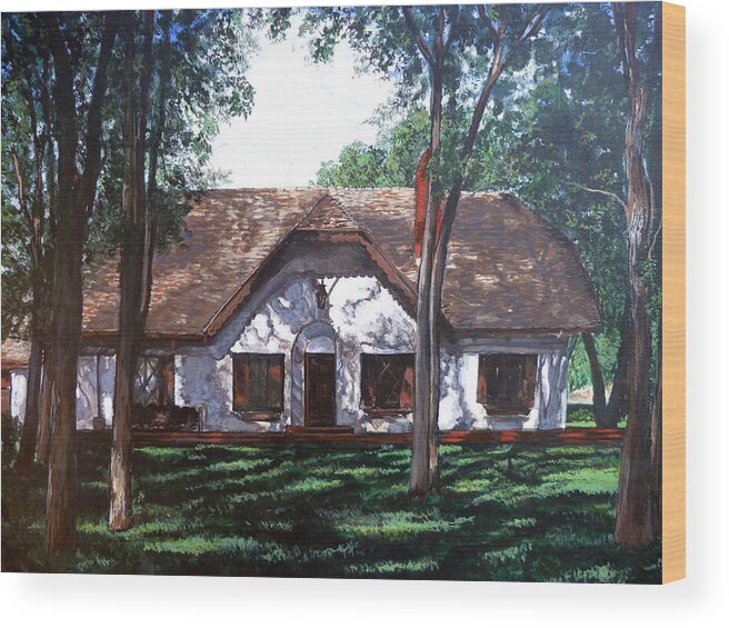 955 Marymount Wood Print featuring the painting Miller Homestead by Tom Roderick