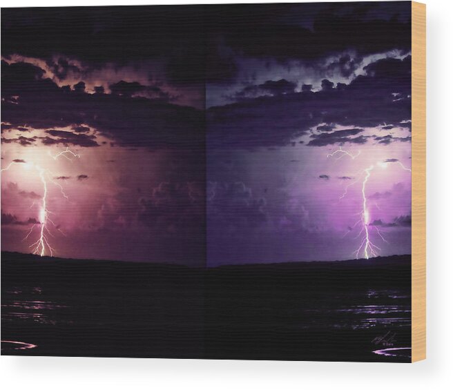 Landscape Wood Print featuring the photograph Mirror Lightning by Michael Blaine