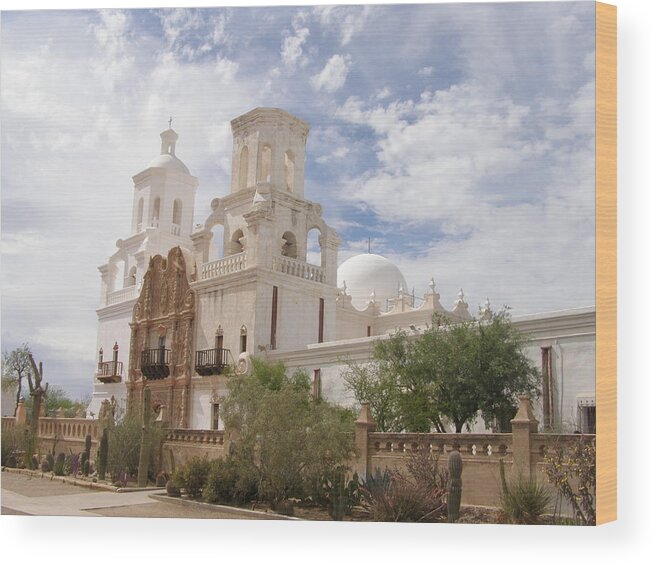 Arizona Wood Print featuring the photograph Mission San Xavier by Jeanette Oberholtzer