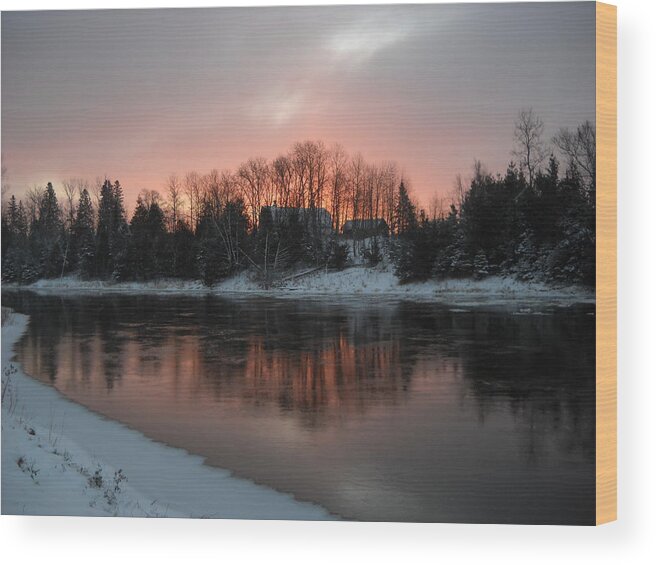 Mississippi River Wood Print featuring the photograph Mississippi River Orange Dawn by Kent Lorentzen