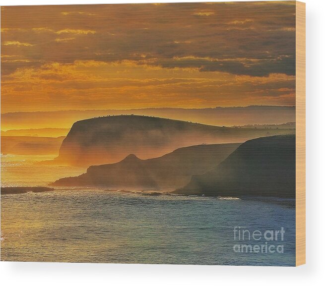 Misty Island Sunset Wood Print featuring the photograph Misty Island Sunset by Blair Stuart