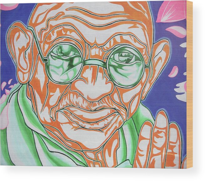 Graffiti Wood Print featuring the photograph Mohandas Karamchand Gandhi by Juergen Weiss