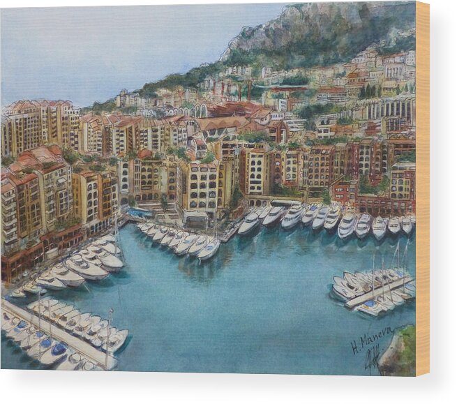 Monaco Wood Print featuring the painting Monaco by Henrieta Maneva