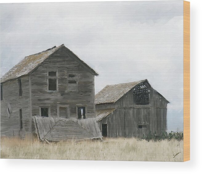 Montana Wood Print featuring the painting Montana Past by Susan Kinney