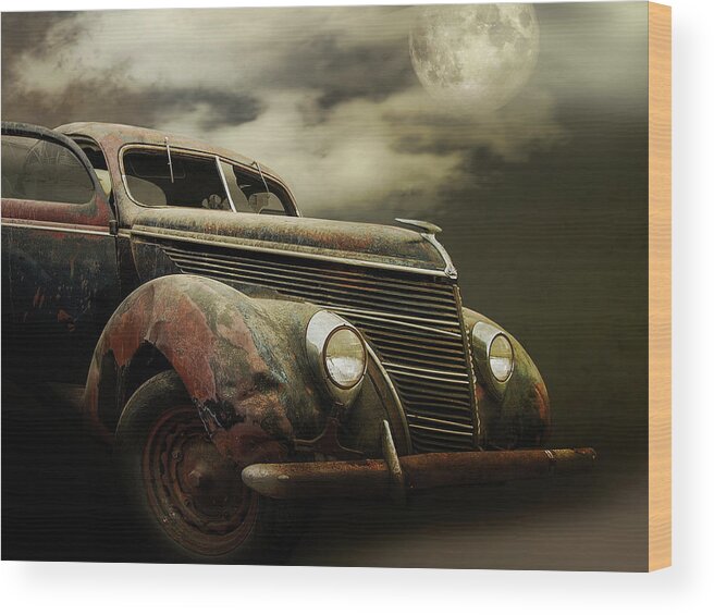 Cars Wood Print featuring the photograph Moonlight And Rust by John Anderson