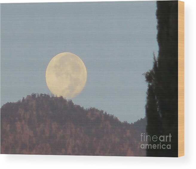 Moonset Wood Print featuring the photograph Moonset 3 by Randall Weidner