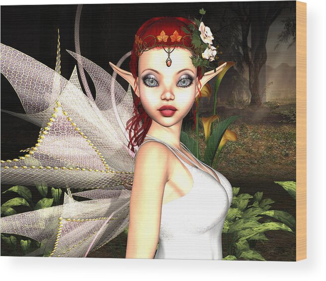 3d Wood Print featuring the digital art Morning Lily Fairy by Alexander Butler