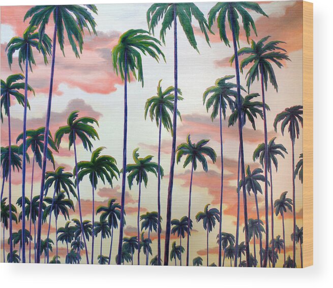 Palms Wood Print featuring the painting Morning Palms by Blaine Filthaut