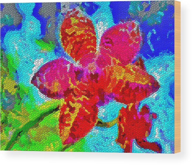 Orchid Wood Print featuring the photograph Mosaic Orchid by Ludwig Keck