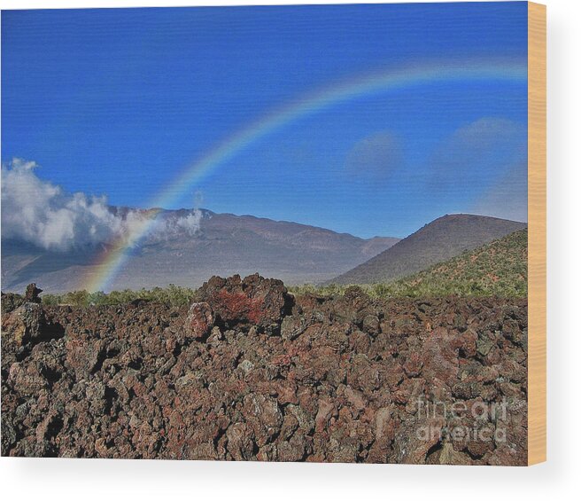 Hawaiian Rainbow Wood Print featuring the photograph Mountain Rainbow by Bette Phelan