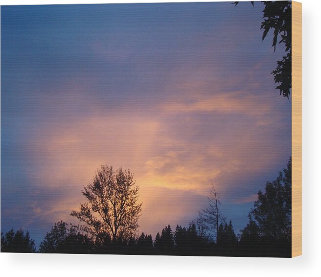 Sunset Wood Print featuring the painting Moving Sunset by Lisa Rose Musselwhite