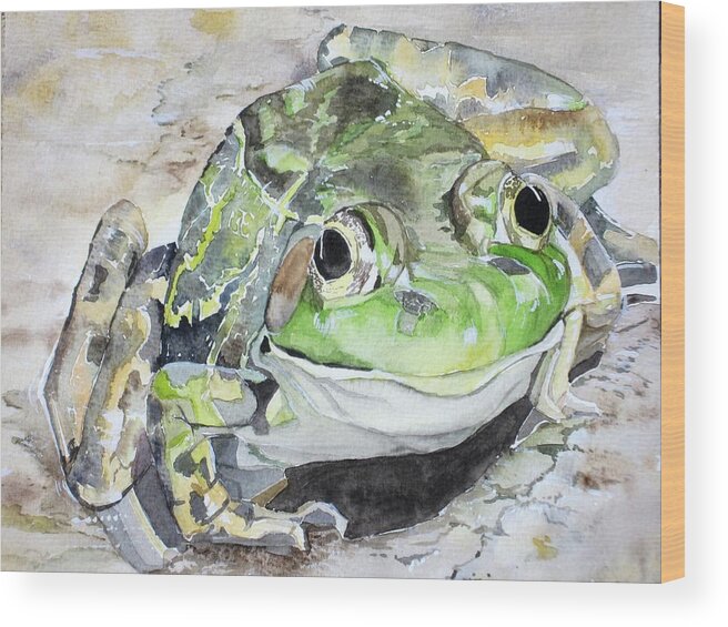 Frog Wood Print featuring the painting Mr Frog by Teresa Smith