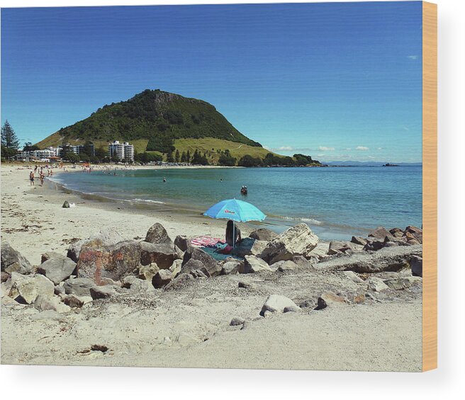 Mt Maunganui Wood Print featuring the photograph Mt Maunganui Beach 5 - Tauranga New Zealand by Selena Boron