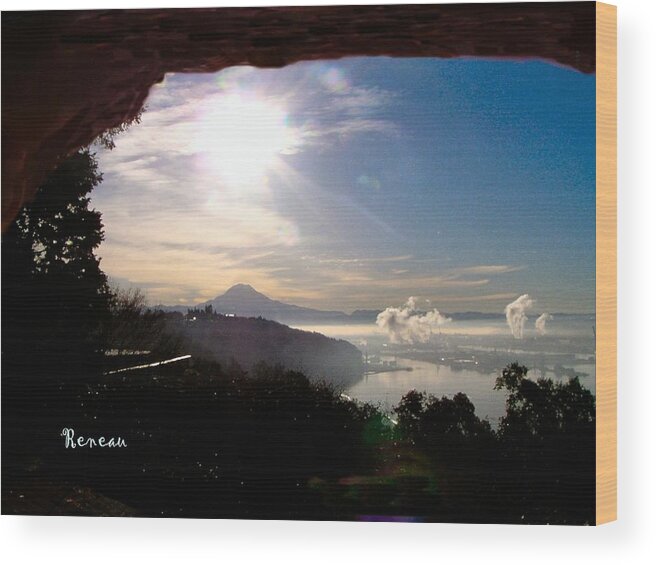 Mountains Wood Print featuring the photograph MT RAINIER at PT of TACOMA WASHINGTON by A L Sadie Reneau