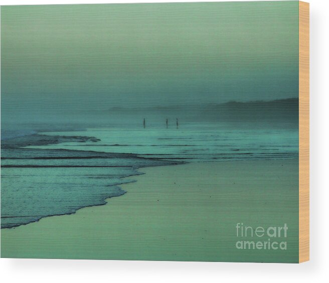Sunset Wood Print featuring the photograph Muawai Sunset by Karen Lewis