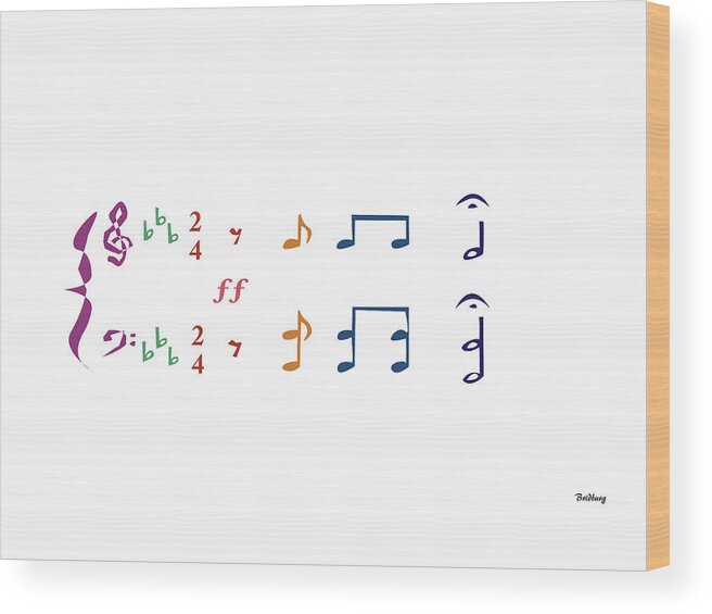 Abstract In The Living Room Wood Print featuring the digital art Music Notes 1 by David Bridburg