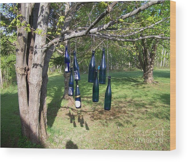 Blue Bottles Wood Print featuring the photograph My Bottle Tree - Photograph by Jackie Mueller-Jones
