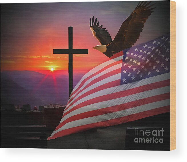 Flag Wood Print featuring the photograph My Country by Geraldine DeBoer