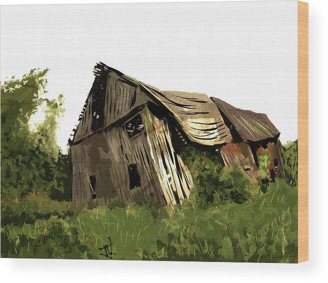 Barn Wood Print featuring the digital art My Favourite Barn by Jim Vance