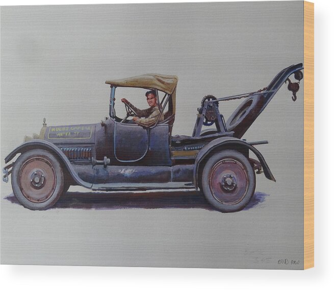 Wrecker Wood Print featuring the painting Mystery wrecker 1930. by Mike Jeffries