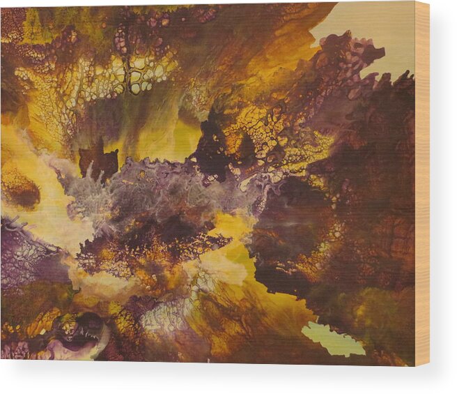 Abstract Wood Print featuring the painting Mystical by Soraya Silvestri
