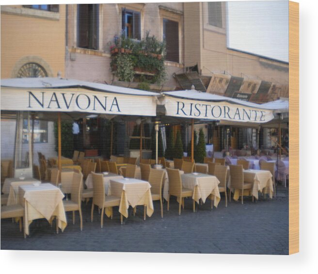 Rome Wood Print featuring the photograph Navona Ristorante by Nancy Ferrier