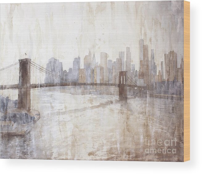 Building Wood Print featuring the painting New York V2 by Ryan Fox