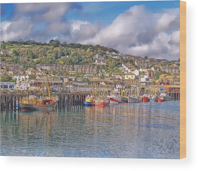 Newlyn Harbour Wood Print featuring the photograph Newlyn Harbour Cornwall 2 by Chris Thaxter