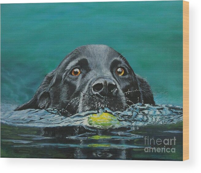 Dog Wood Print featuring the painting Next Time You Fetch It by Bob Williams