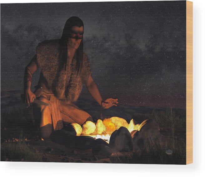 Night Warrior Wood Print featuring the digital art Night Warrior by Daniel Eskridge