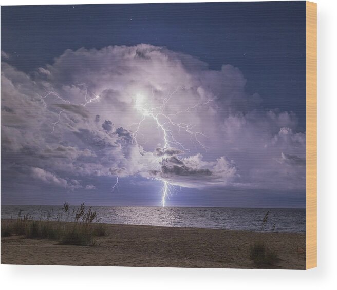 Lightning Wood Print featuring the photograph Nokomis Beach by Justin Battles