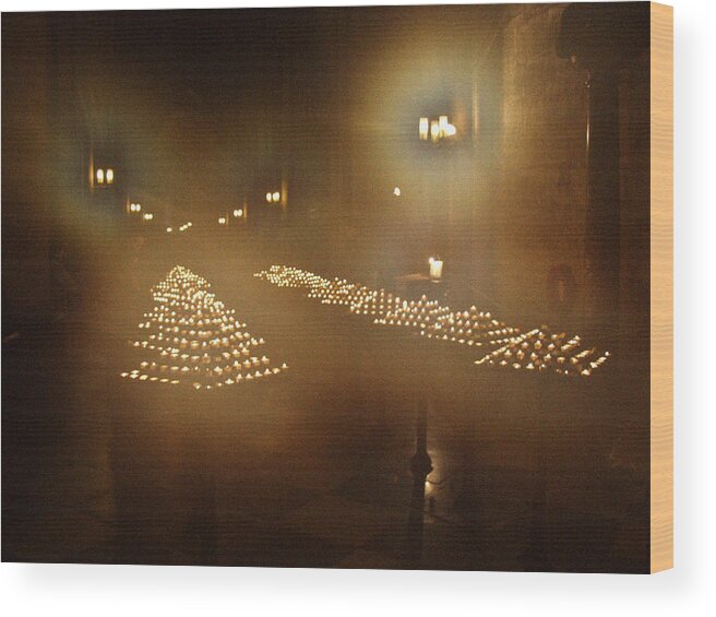 Candles Wood Print featuring the photograph Notre Dame Candles by Mark Currier