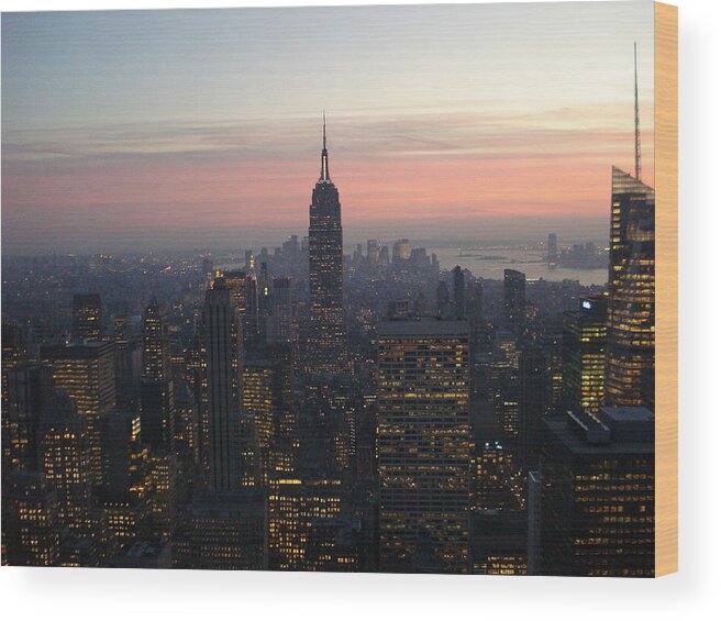 Nyc Wood Print featuring the photograph NYC Twilight by Ed Smith