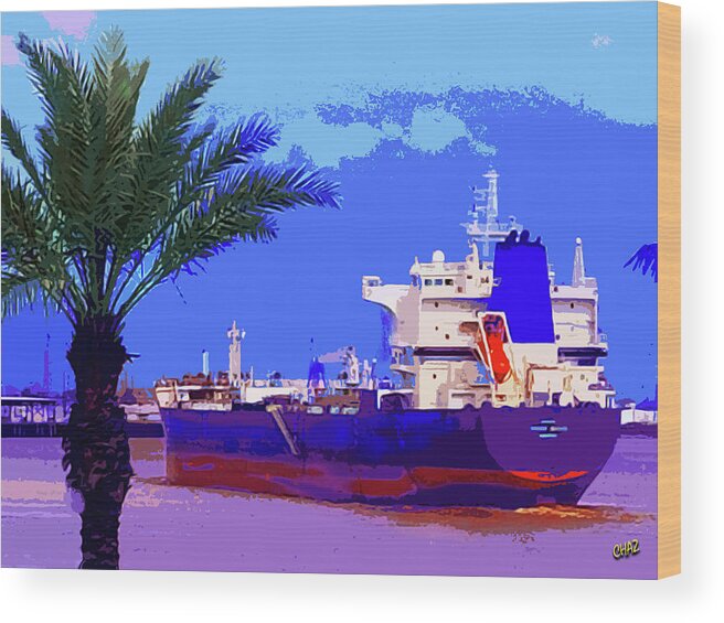 Boats Wood Print featuring the painting Ocean Freighter Leaving New Orleans by CHAZ Daugherty