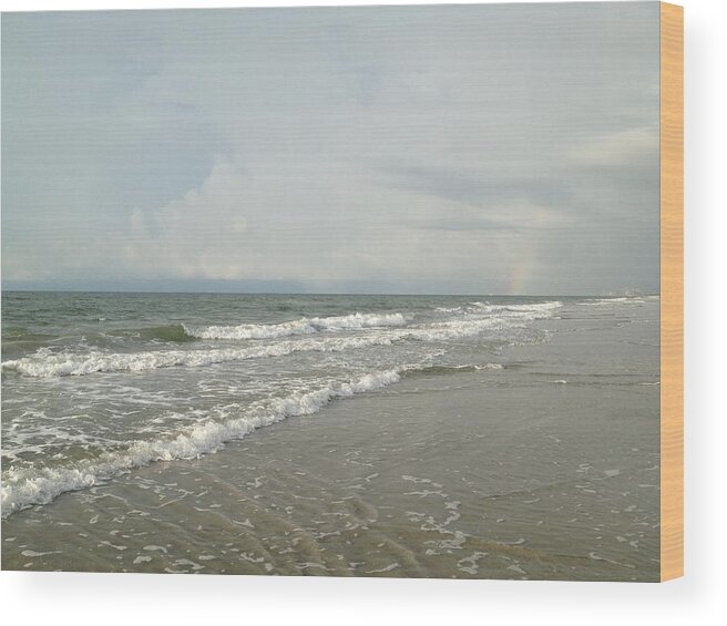 Ocean Wood Print featuring the photograph Ocean Waves at Sunrise by Carol Anne Dillon