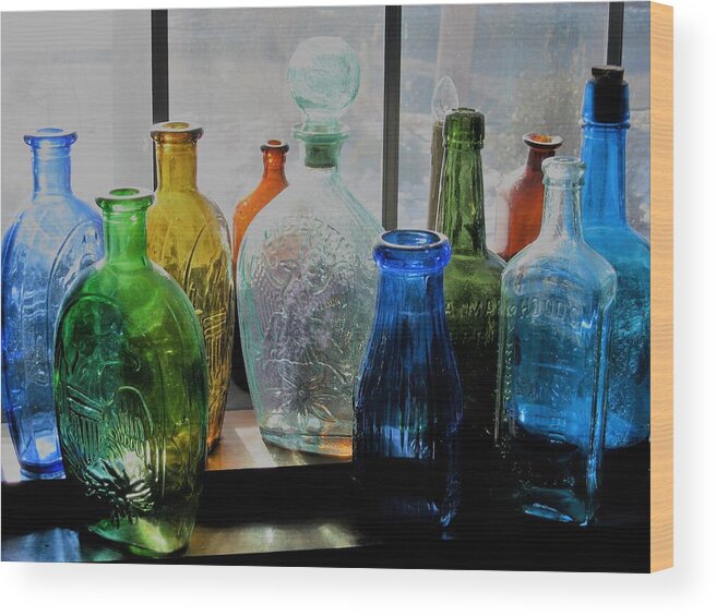 Color Wood Print featuring the photograph Old Bottles by John Scates