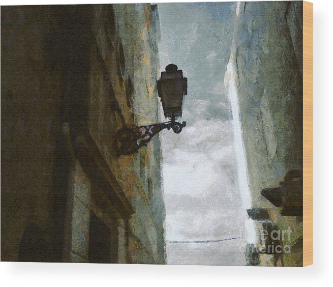 Painting Wood Print featuring the painting Old City Street by Dimitar Hristov