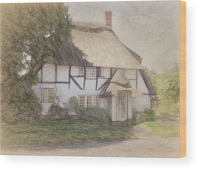 Old Cottage Wood Print featuring the digital art Old Cottage, Micheldever by Jayne Wilson