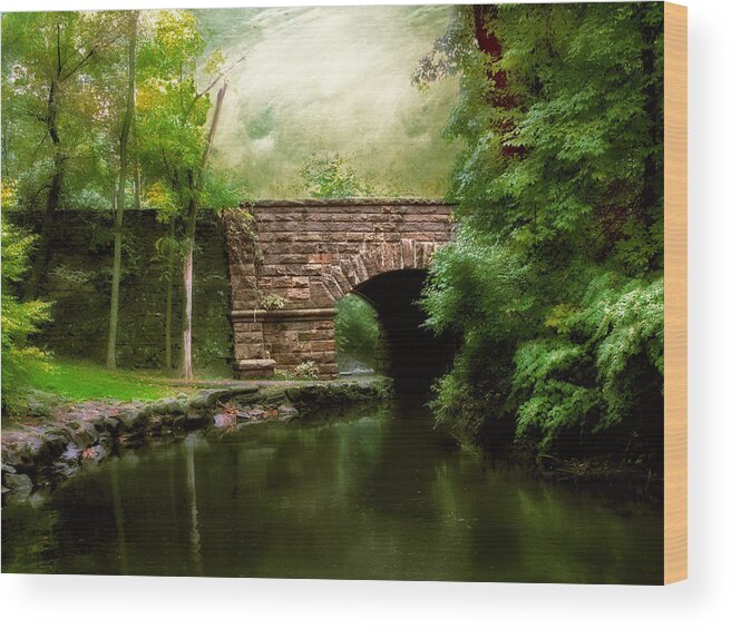 Old Countrybridge Green Art Wood Print featuring the photograph Old Country Bridge by Jessica Jenney