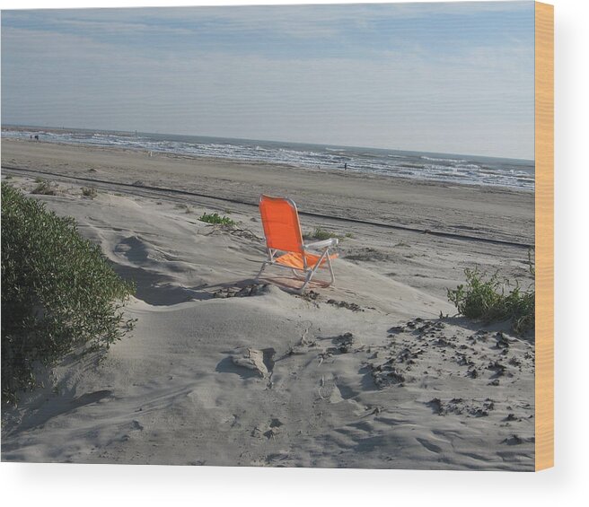 Beach Wood Print featuring the photograph Orange Beach Chair by Judith Lauter