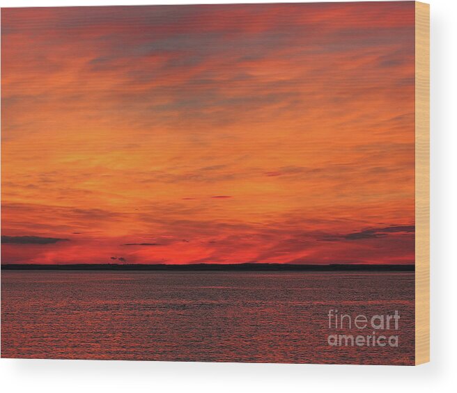 Sunrise Wood Print featuring the photograph Orange Sunset On The New Jersey Shore by Jeff Breiman