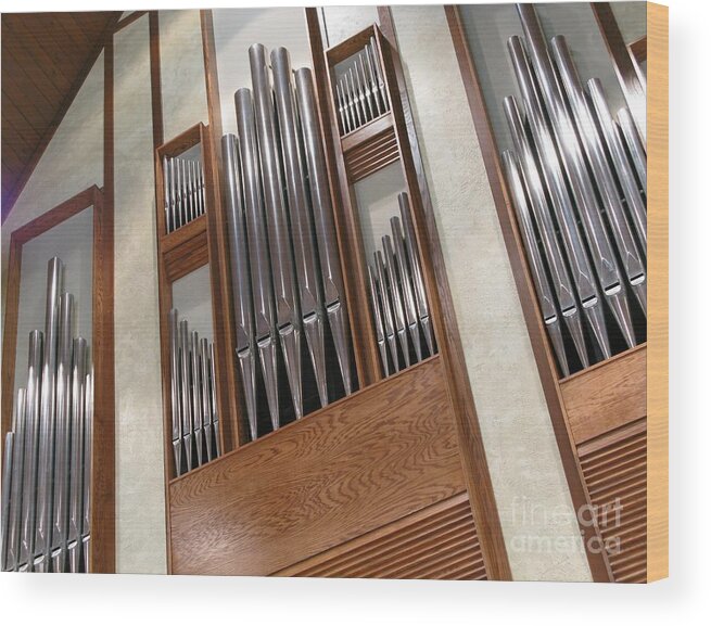 Music Wood Print featuring the photograph Organ Pipes by Ann Horn