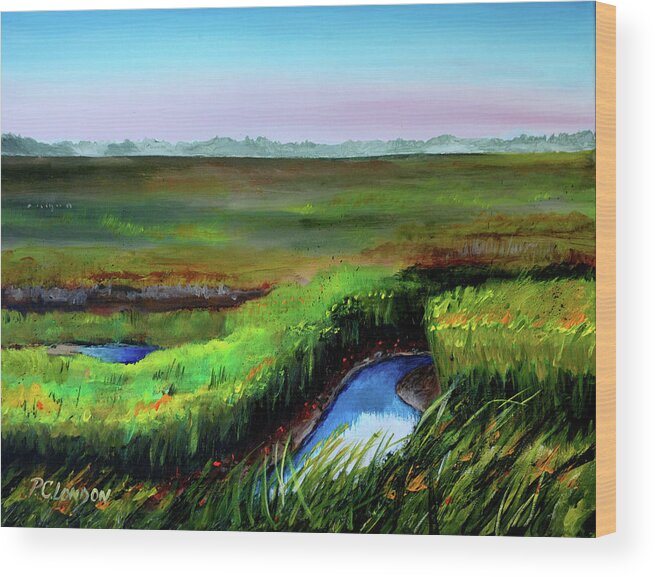 Jersey Shore Wood Print featuring the painting Outgoing Tide by Phyllis London